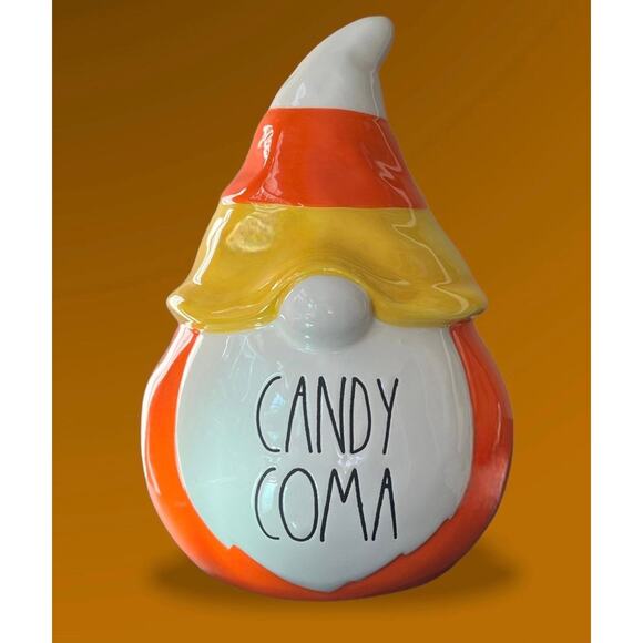 Candy Coma Gnome Halloween Candy Corn Figurine Orange White NIB 8” Tall - Picture 3 of 6